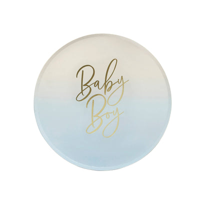 Blauwe papieren bordjes 'Baby Boy', set van 8