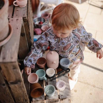 Slabbetje lange mouwen - Retro Flowers